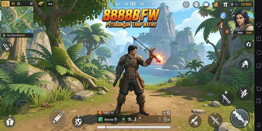 Tangkapan layar gameplay 888FW menampilkan eksplorasi dunia terbuka yang menakjubkan.