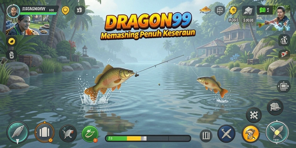 Tangkapan besar saat gameplay memancing yang mendebarkan.