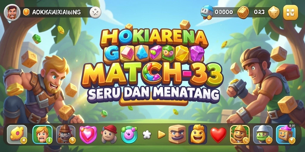 Screenshot gameplay HOKIARENA menunjukkan keseruan mencocokkan item.