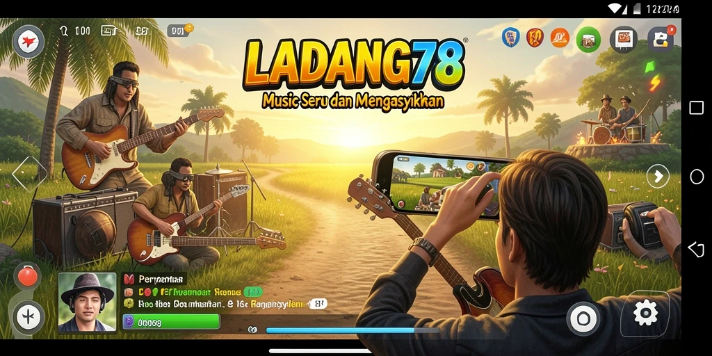 Screenshot utama LADANG78 menunjukkan pemain menikmati gameplay musik yang interaktif.