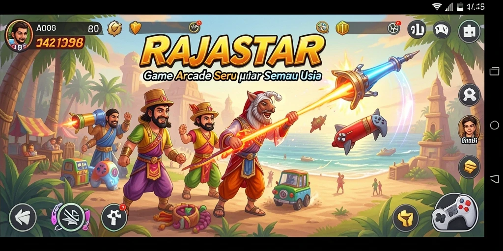 Tangkapan layar dari gameplay RAJASTAR yang menampilkan aksi seru dalam game Arcade.