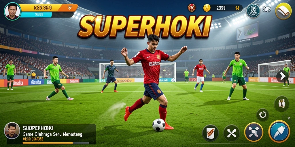 Tampilan aksi intens dalam game SUPERHOKI dengan banyak pemain.
